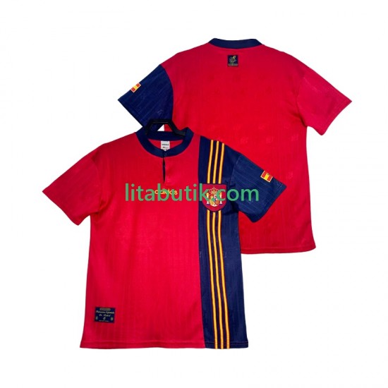 Spanien 1996 Retro Män Hemma Fotbollströja Kortärmad