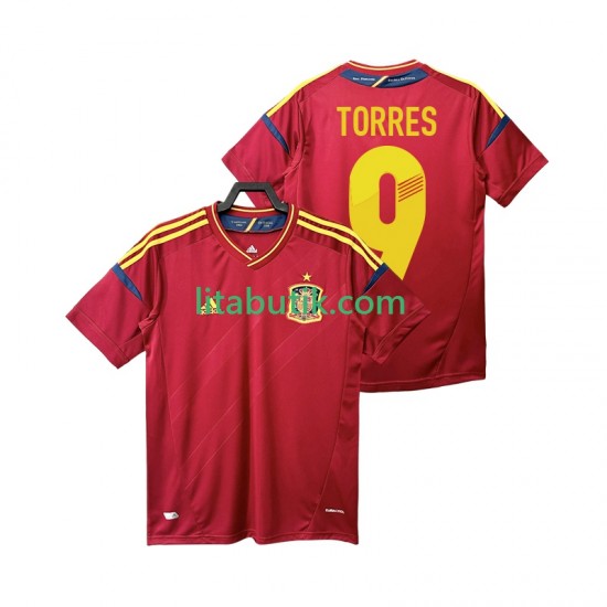 Spanien TORRES 9 2012 Retro Män Hemma Fotbollströja Kortärmad