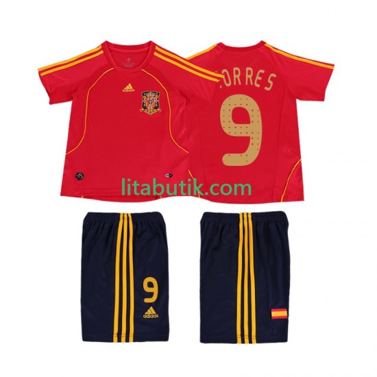Spanien TORRES 9 Retro Barn Hemma Fotbollströja 2008 Kortärmad