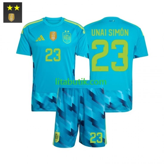 Spanien Unai Simon 23 Målvakt Barn Hemma Fotbollströja 2026-2027 Kortärmad