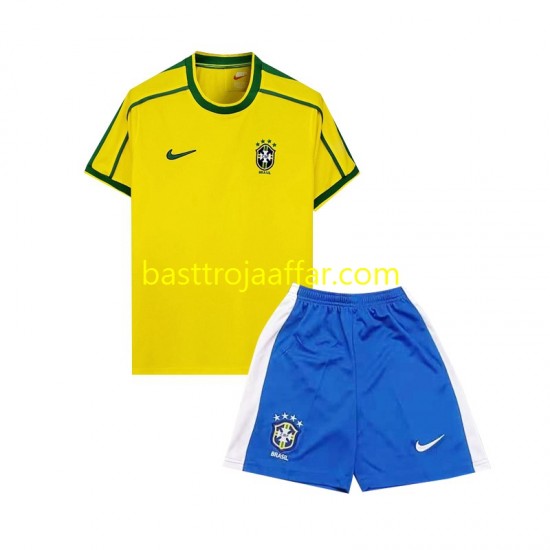 Brasilien Retro Barn Hemma Fotbollströja 1998 Kortärmad