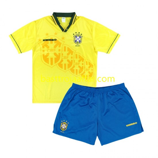 Brasilien 1994 Retro Barn Hemma Fotbollströja Kortärmad