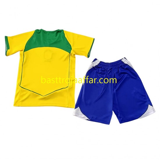 Brasilien Retro Barn Hemma Fotbollströja 2004 Kortärmad