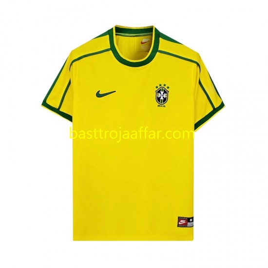 Brasilien Retro Män Hemma Fotbollströja 1998 Kortärmad