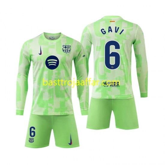 FC Barcelona Gavi 6 Barn Tredje Fotbollströja 2024-2025 Långärmad