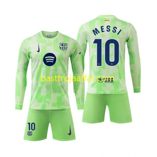 FC Barcelona Lionel Mess 10 Barn Tredje Fotbollströja 2024-2025 Långärmad