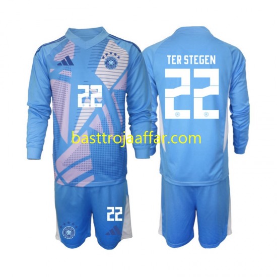 Tyskland Ter Stegen 22 Målvakt Barn Fjärde Fotbollströja 2024-2025 Långärmad