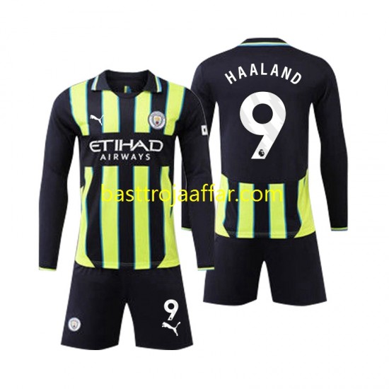 Manchester City Erling Haaland 9 Barn Borta Fotbollströja 2024-2025 Långärmad