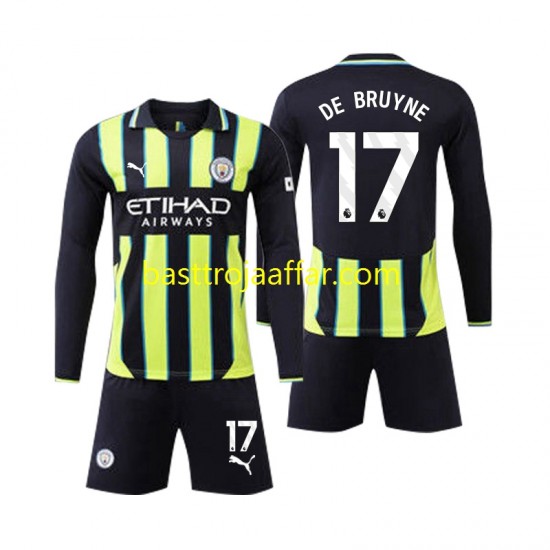 Manchester City Kevin De Bruyne 17 Barn Borta Fotbollströja 2024-2025 Långärmad
