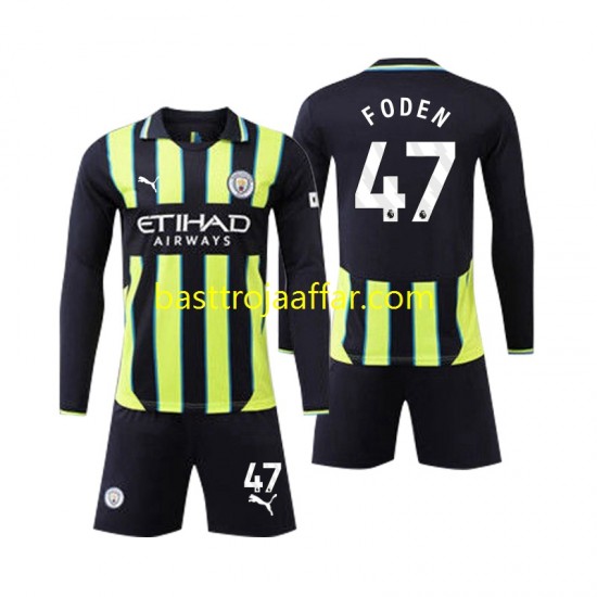 Manchester City Phil Foden 47 Barn Borta Fotbollströja 2024-2025 Långärmad