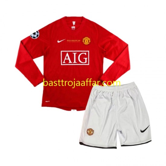 Manchester United Champion League 2007 Retro Barn Hemma Fotbollströja Långärmad