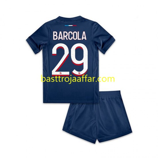Paris Saint-Germain Bradley Barcola 29 Barn Hemma Fotbollströja 2024-2025 Kortärmad