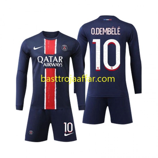 Paris Saint-Germain O Dembele 10 Barn Hemma Fotbollströja 2024-2025 Långärmad