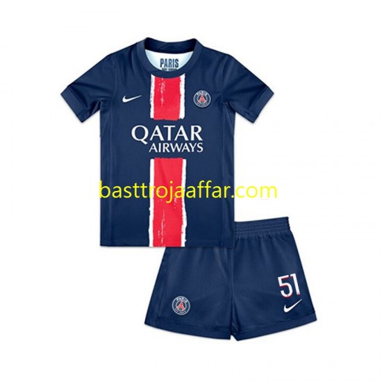 Paris Saint-Germain Willian Pacho 51 Barn Hemma Fotbollströja 2024-2025 Kortärmad