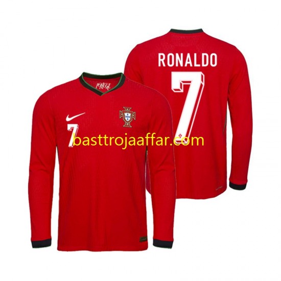 Portugal Ronaldo 7 Män Hemma Fotbollströja Euro 2024 Långärmad