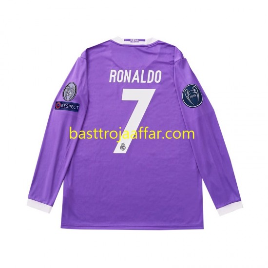 Real Madrid Cristiano Ronaldo 7 2016 Retro Barn Borta Fotbollströja Långärmad