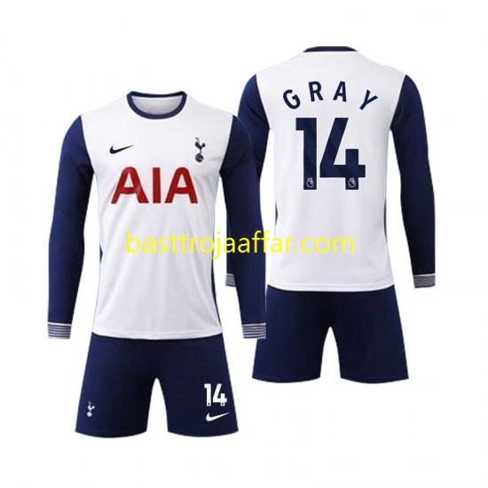 Tottenham Spurs Gray 14 Barn Hemma Fotbollströja 2024-2025 Långärmad