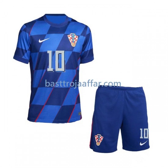 Kroatien Modrić 10 Barn Borta Fotbollströja Euro 2024 Kortärmad