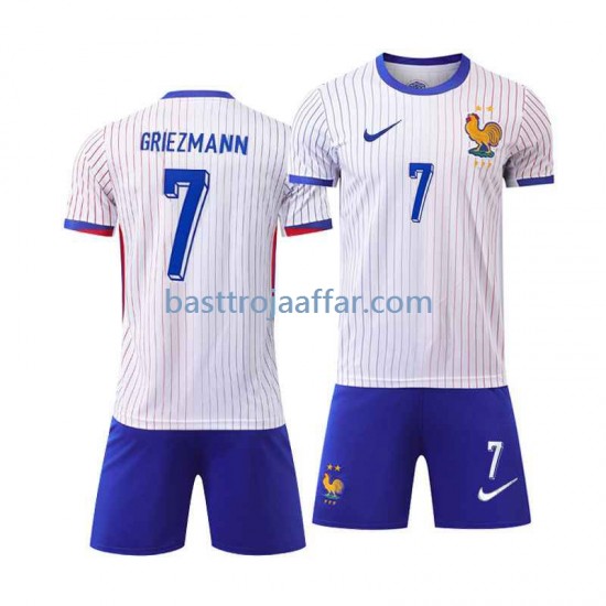 Frankrike Antoine Griezmann 7 Barn Borta Fotbollströja Euro 2024 Kortärmad
