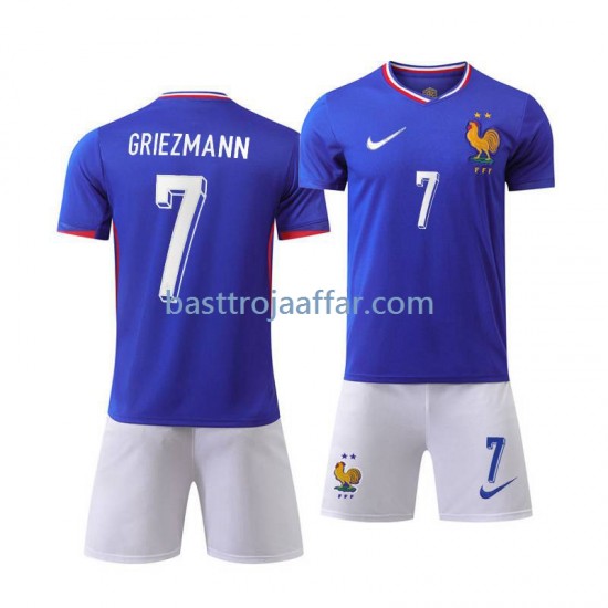 Frankrike Antoine Griezmann 7 Barn Hemma Fotbollströja Euro 2024 Kortärmad