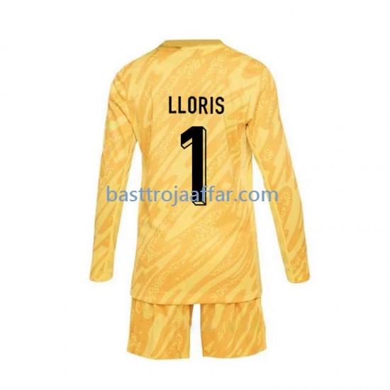 Frankrike Hugo Lloris 1 Målvakt Barn Hemma Fotbollströja Euro 2024 Långärmad