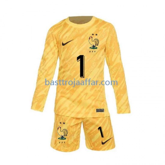 Frankrike Hugo Lloris 1 Målvakt Barn Hemma Fotbollströja Euro 2024 Långärmad