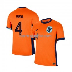 Nederländerna Virgil van Dijk 4 Män Hemma Fotbollströja Euro 2024 Kortärmad Nederländerna Virgil van Dijk 4 Män Hemma Fotbollströja Euro 2024 Kortärmad
