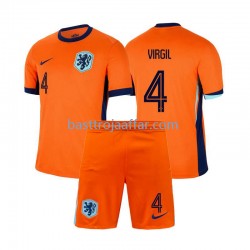 Nederländerna Virgil van Dijk 4 Barn Hemma Fotbollströja Euro 2024 Kortärmad Nederländerna Virgil van Dijk 4 Barn Hemma Fotbollströja Euro 2024 Kortärmad