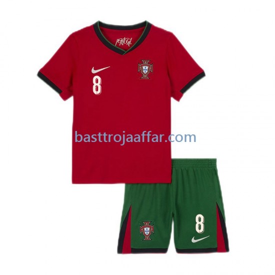 Portugal Bruno Fernandes 8 Barn Hemma Fotbollströja Euro 2024 Kortärmad