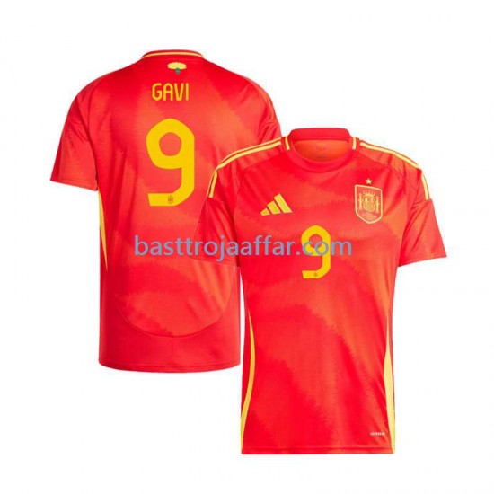 Spanien Gavi 9 Män Hemma Fotbollströja Euro 2024 Kortärmad