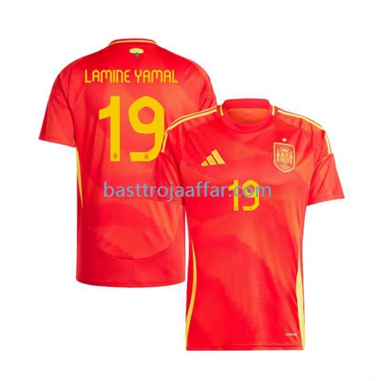 Spanien Lamine Yamal 19 Män Hemma Fotbollströja Euro 2024 Kortärmad