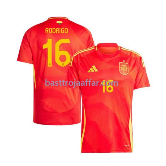 Spanien Rodrigo 16 Män Hemma Fotbollströja Euro 2024 Kortärmad