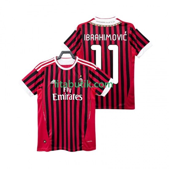 AC Milan Ibrahimović Zlatan 11 2012 Retro Män Hemma Fotbollströja 2011 Kortärmad