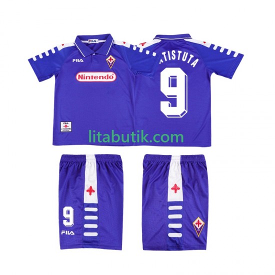 Fiorentina BATISTUTA 9 Retro Barn Hemma Fotbollströja 1998 1999 Kortärmad
