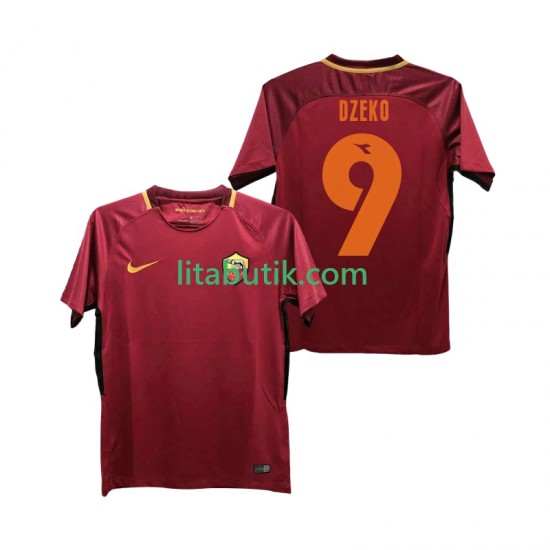 AS Roma DZEKO 9 2017-2018 Retro Män Hemma Fotbollströja Kortärmad