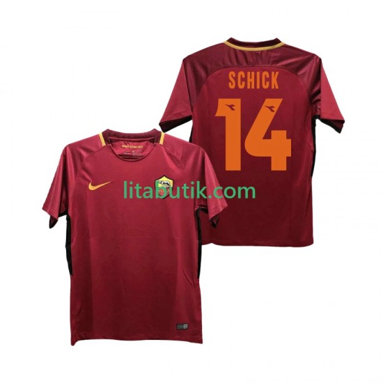 AS Roma SCHICK 14 2017-2018 Retro Män Hemma Fotbollströja Kortärmad