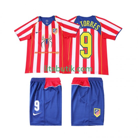 Atlético Madrid F TORRES 9 2005 Retro Barn Hemma Fotbollströja 2004 Kortärmad