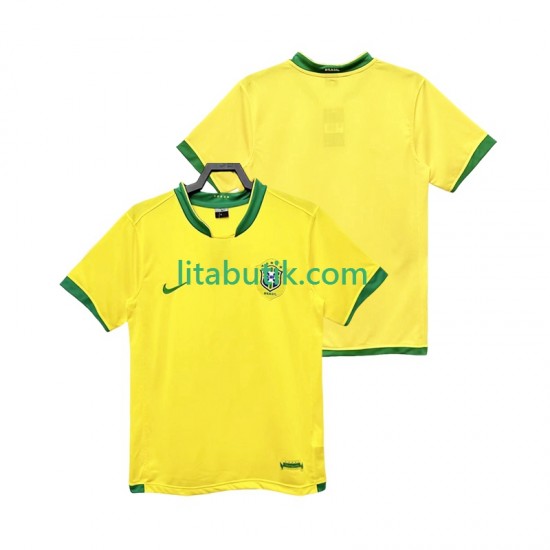 Brasilien Retro Män Hemma Fotbollströja 2006 Kortärmad