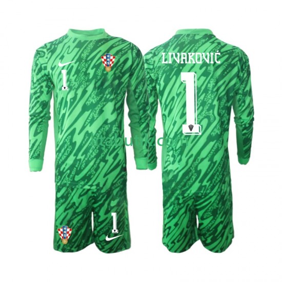 Kroatien DOMINIK LIVAKOVIC 1 Målvakt Barn Borta Fotbollströja 2024 Långärmad