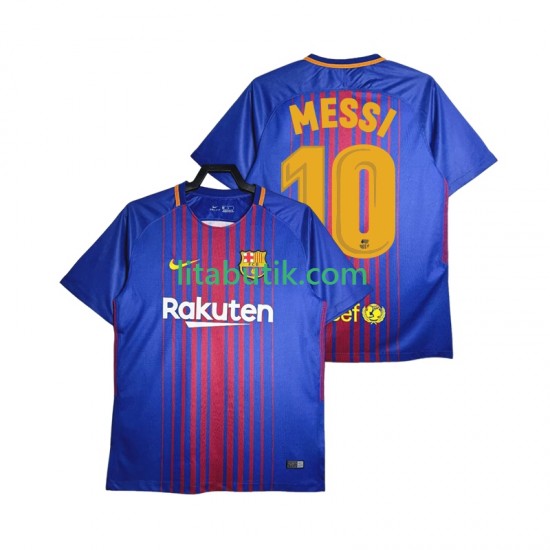 FC Barcelona Lionel Messi 10 2017-2018 Retro Män Hemma Fotbollströja Kortärmad