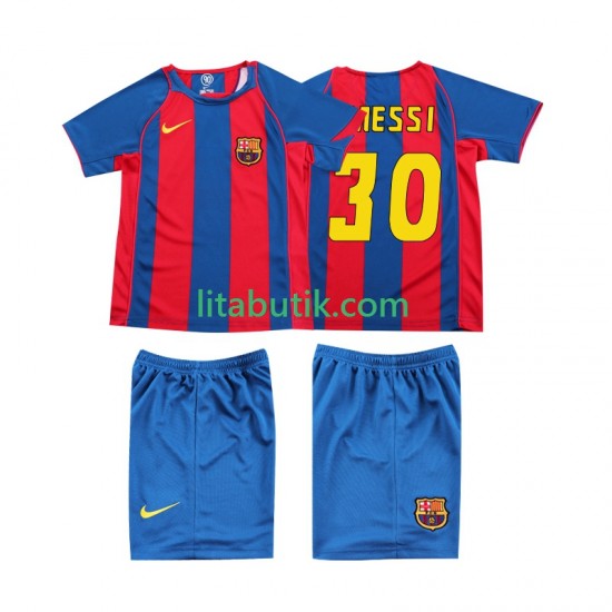 FC Barcelona Lionel Messi 10 Retro Barn Hemma Fotbollströja 2004 Kortärmad