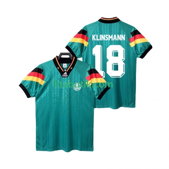 Tyskland KLINSMANN 18 1992 Retro Män Borta Fotbollströja Kortärmad