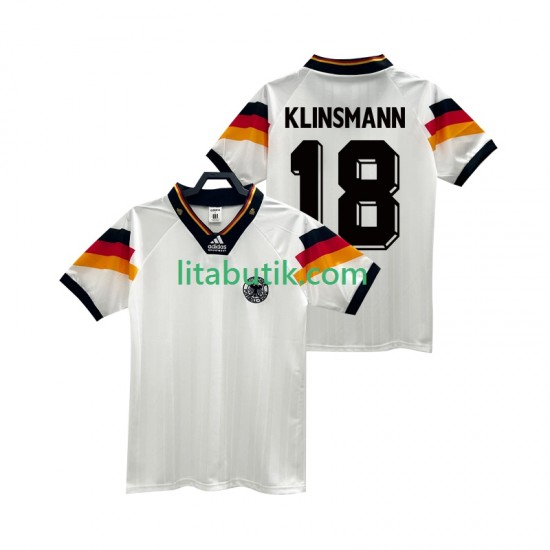 Tyskland KLINSMANN 18 1992 Retro Män Hemma Fotbollströja Kortärmad