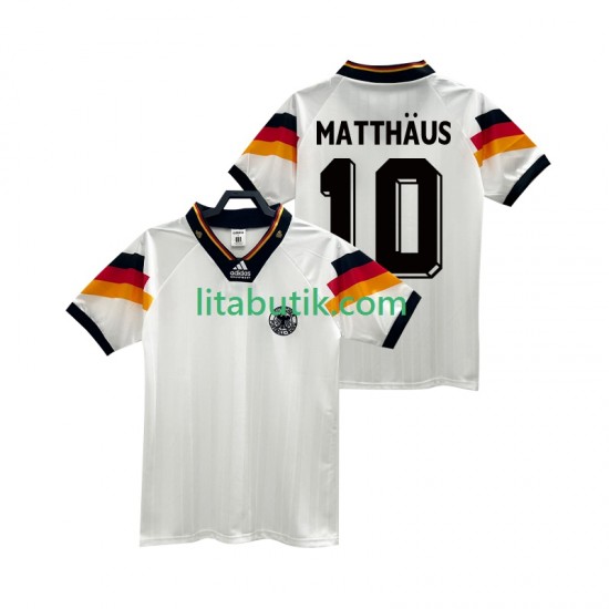 Tyskland MATTHAUS 10 1992 Retro Män Hemma Fotbollströja Kortärmad