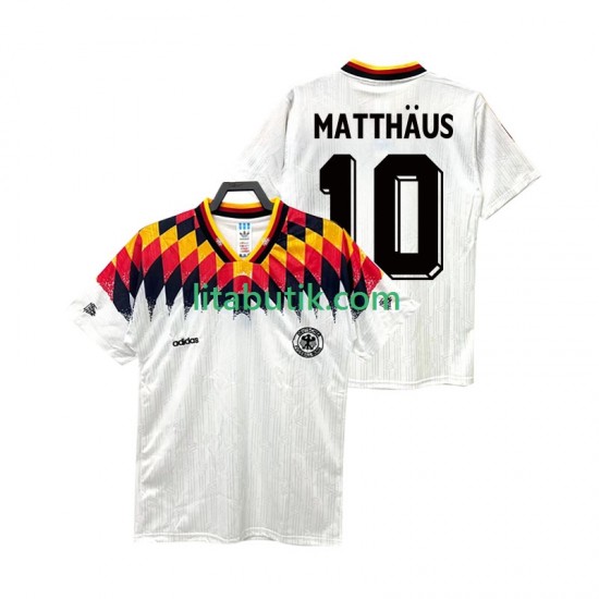 Tyskland MATTHAUS 10 1994 Retro Män Hemma Fotbollströja Kortärmad