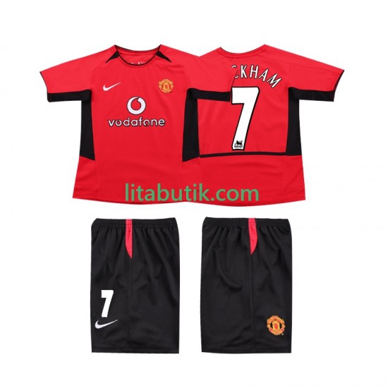Manchester United BECKHAM 7 Retro Barn Hemma Fotbollströja 2002 2004 Kortärmad