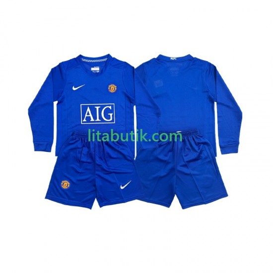 Manchester United Retro Barn Borta Fotbollströja 2008 Långärmad
