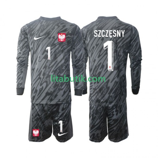 Polen Szczesny 1 Målvakt Barn Borta Fotbollströja 2024 Långärmad