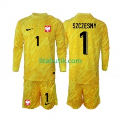 Polen Szczesny 1 Målvakt Barn Hemma Fotbollströja 2024 Långärmad
