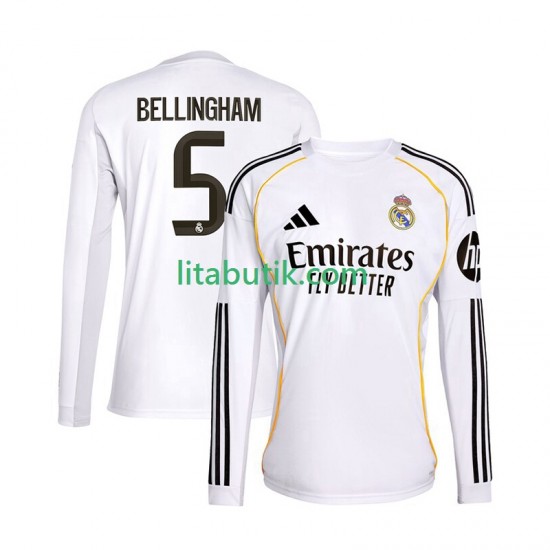 Real Madrid Jude Bellingham 5 Män Hemma Fotbollströja 2025-2026 Långärmad